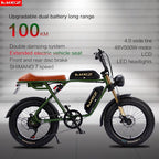 750W 48V Lithium-Powered FAT Tire Electric Bike 20-Inch City Ebike With 7-Speed Gears and Dual Battery Steel Frame