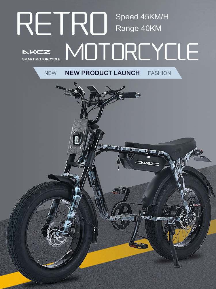 Fast Speed 20" Electric Bike E Bike 750w 48V Electric Bicycle Ebike 7 Speed Electric Mountain Bike