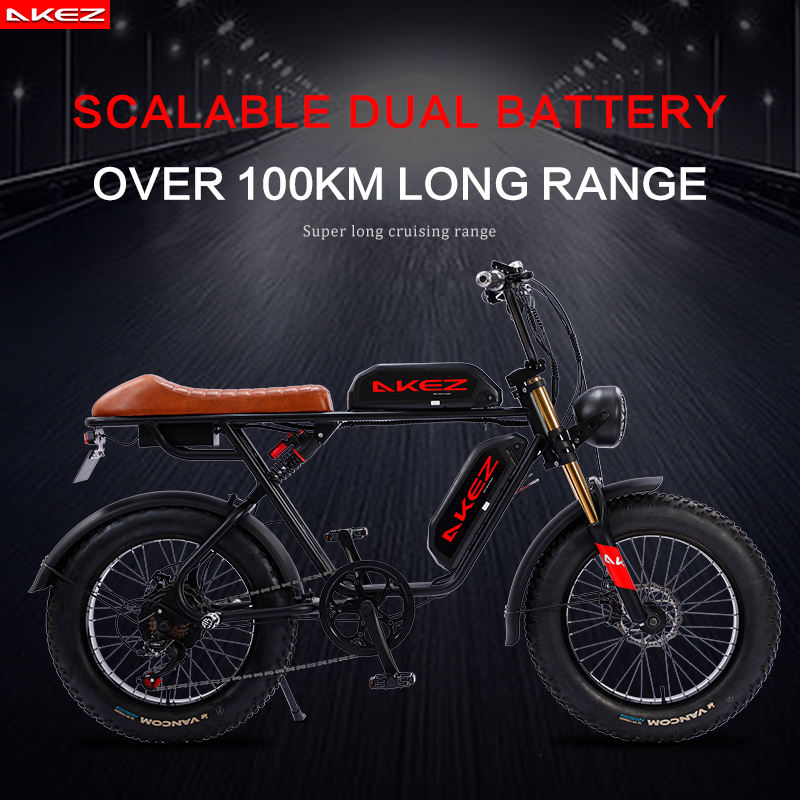 750W 48V Lithium-Powered FAT Tire Electric Bike 20-Inch City Ebike With 7-Speed Gears and Dual Battery Steel Frame