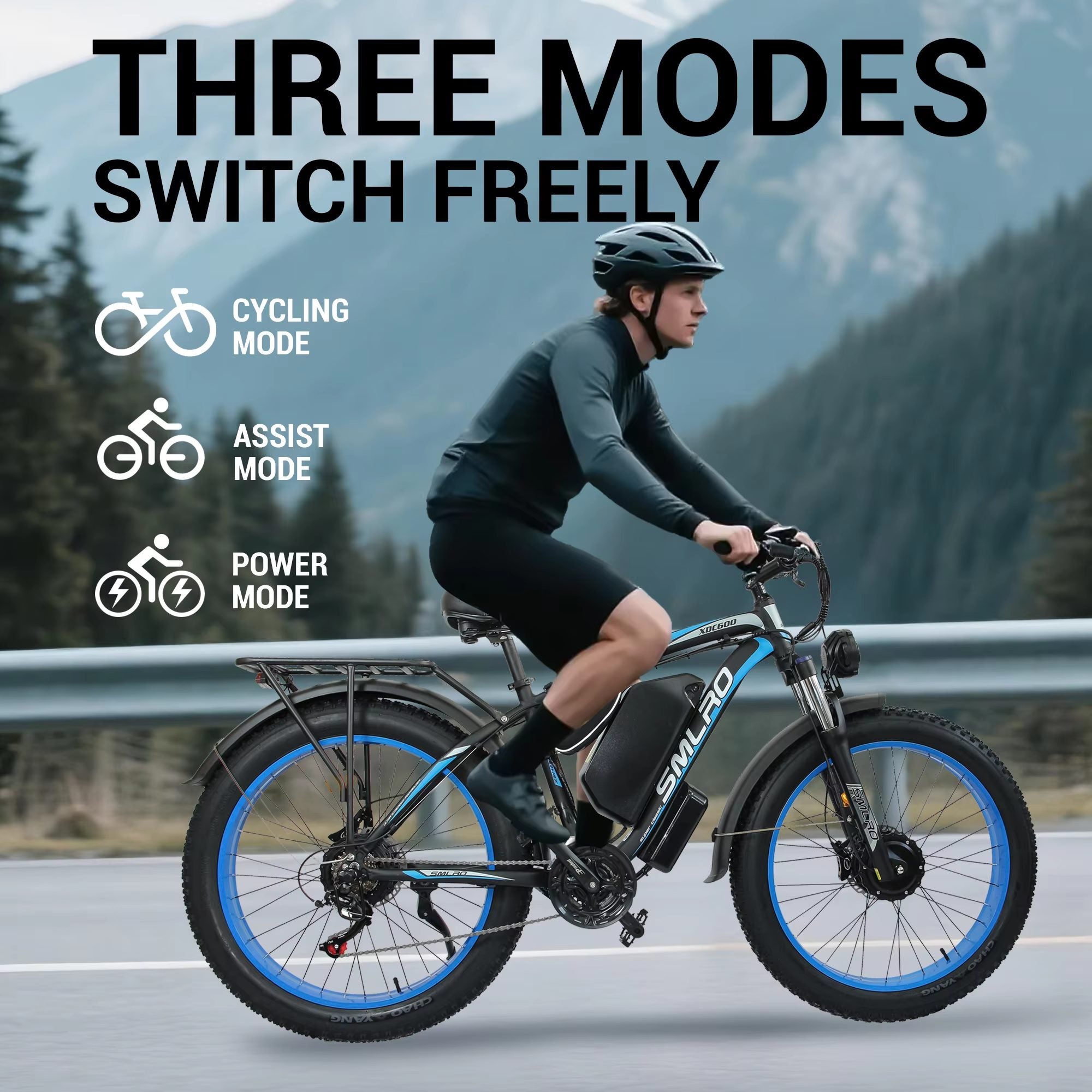 Mountain Exercise Electric Bike 52v/30AH Lithium Battery Mountain Ebike Hydraulic Disc Brake Fat Tire Snow Electric Bicycle