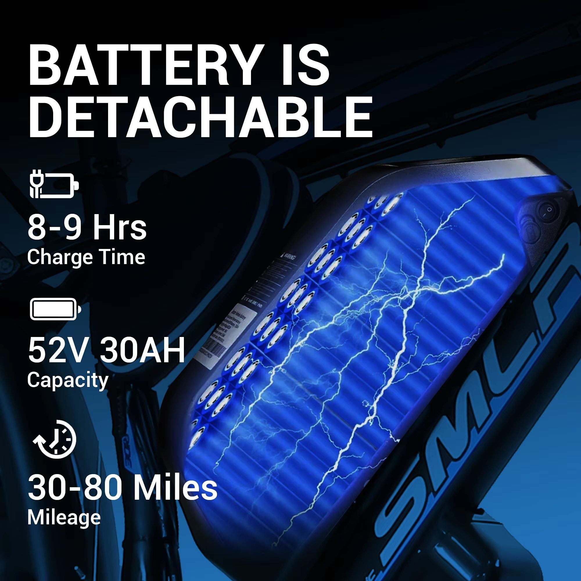 Mountain Exercise Electric Bike 52v/30AH Lithium Battery Mountain Ebike Hydraulic Disc Brake Fat Tire Snow Electric Bicycle