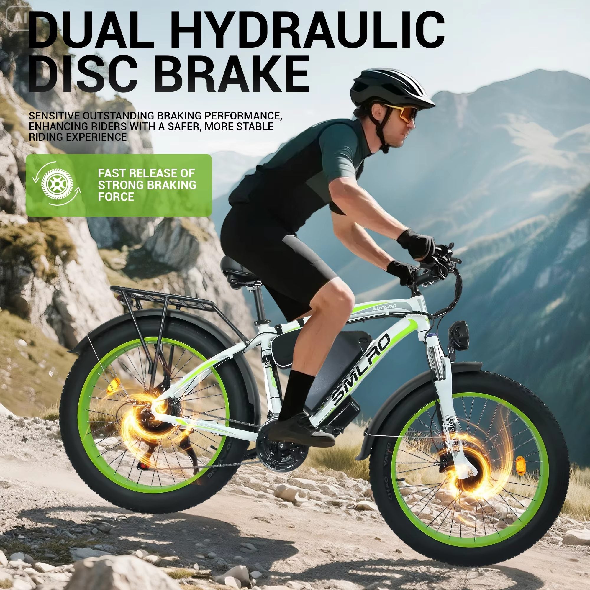 Mountain Exercise Electric Bike 52v/30AH Lithium Battery Mountain Ebike Hydraulic Disc Brake Fat Tire Snow Electric Bicycle