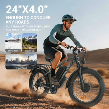2000W Dual Motors 52V Fat Tire Electric Bike 25Ah Battery Hydraulic Brakes Aluminum Frame Long Range Fat Bike
