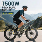 2000W Dual Motors 52V Fat Tire Electric Bike 25Ah Battery Hydraulic Brakes Aluminum Frame Long Range Fat Bike