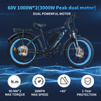 Daul Motor 2000w Ebike Full Suspension Hydraulic Brake Fat Tire Electric Bicycle E-bike Electric Mountain Bike for Adults