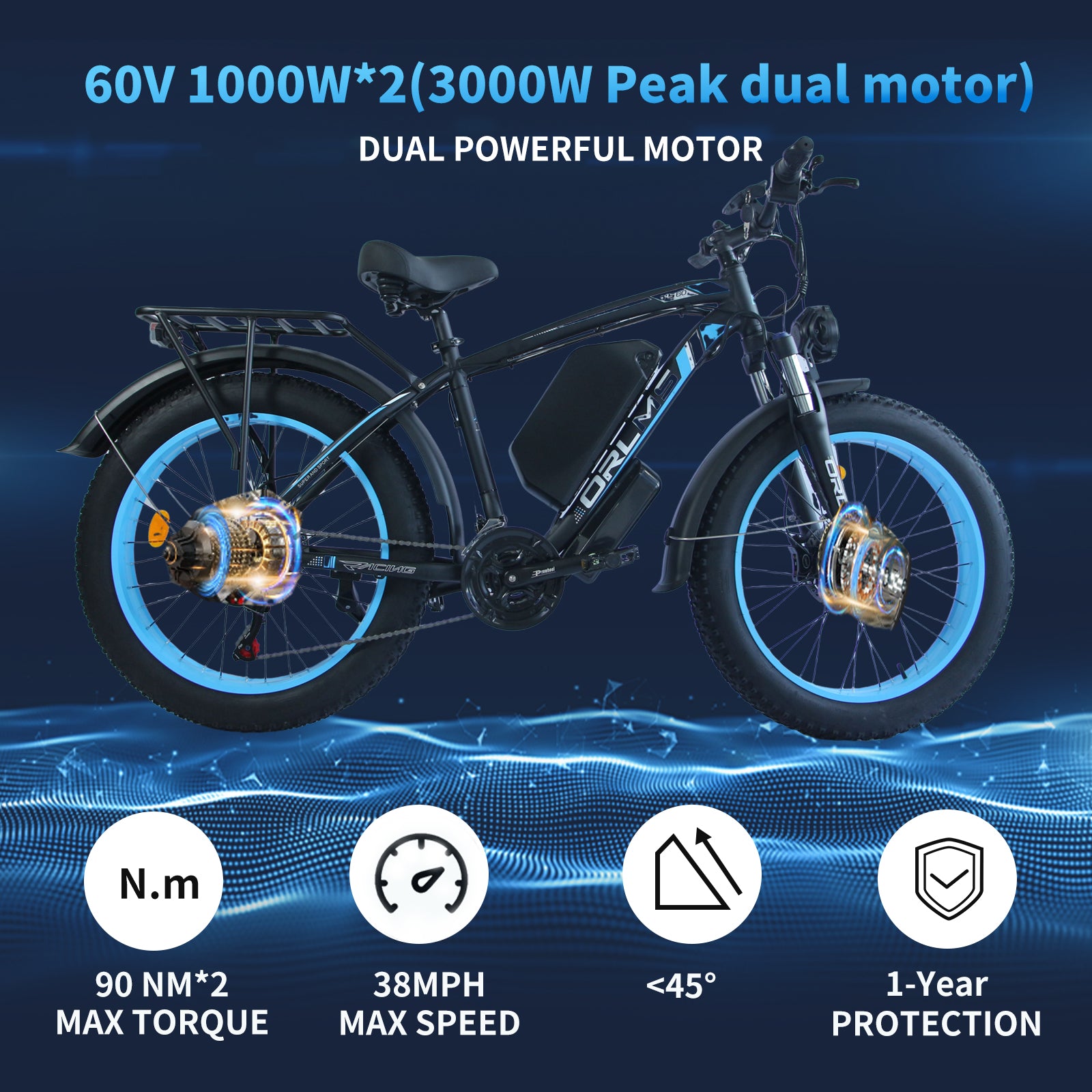 Daul Motor 2000w Ebike Full Suspension Hydraulic Brake Fat Tire Electric Bicycle E-bike Electric Mountain Bike for Adults